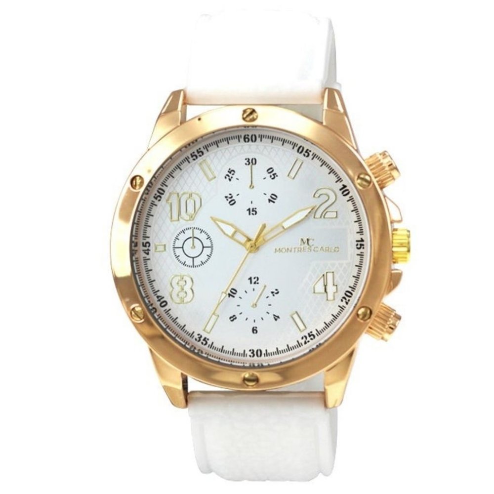 48mm Montres Carlo Classic Men's Silicone Band Analog Quartz Dress Luxury Watch